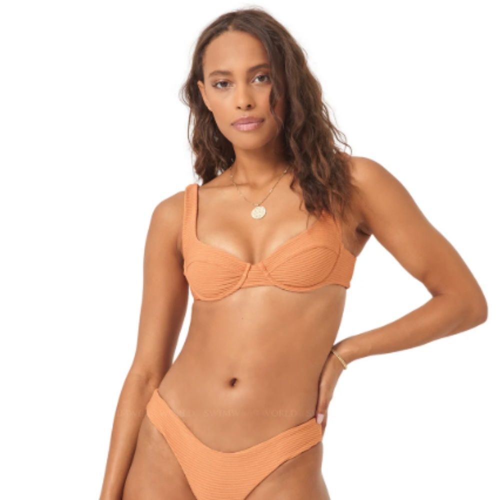 L*SPACE Swim Orange Nikita Top - Medium
